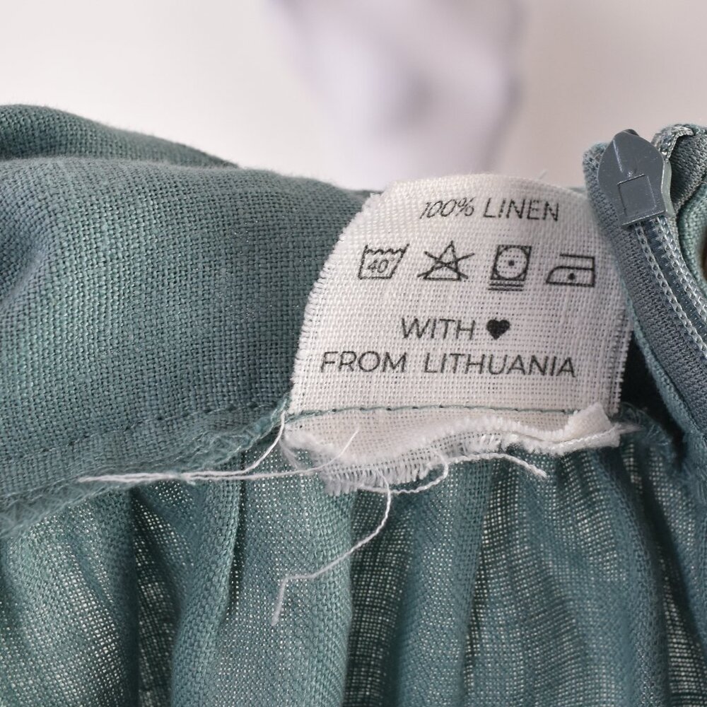 Linen Handmade Studio Open Back Madeleine Midi Dress Teal - 6 - Picture 11 of 11